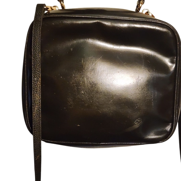 Gucci Black Patent Vanity Lunch Box Top Handle Bag  Crossbody Authentic 100% - Picture 5 of 15